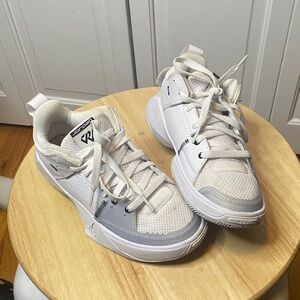 Jordan White and Grey Big Kids 4.5 Basketball shoes